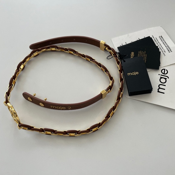 Maje Leather Belt with Links Size M - Picture 3 of 10